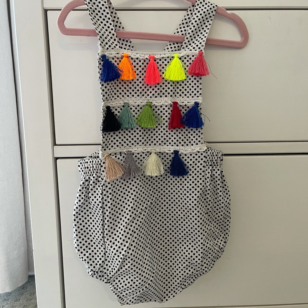 Tassel Polkadot Romper - Picture 1 of 5